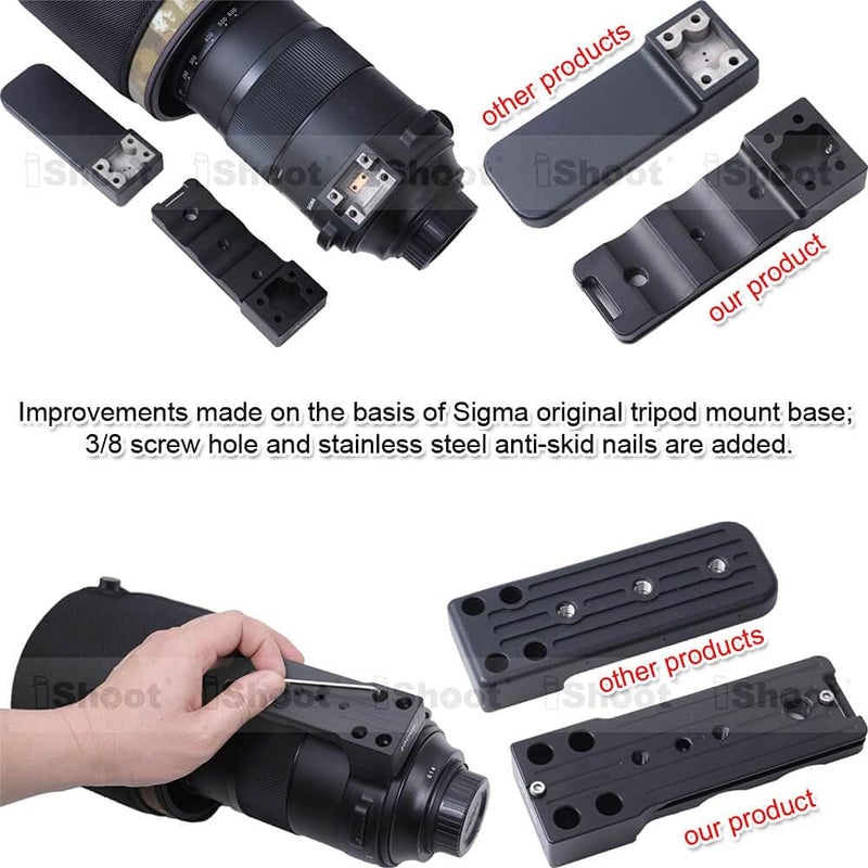 iShoot Lens Collar Foot Stand Tripod Mount Ring Base Compatible with Sigma 150-600mm f/5-6.3 DG OS HSM Sports, 60-600mm f/4.5-6.3 DG OS HSM Sports, 70-200mm f/2.8 DG OS HSM Sports, 500mm f/4 DG OS HSM Sports - Image 5